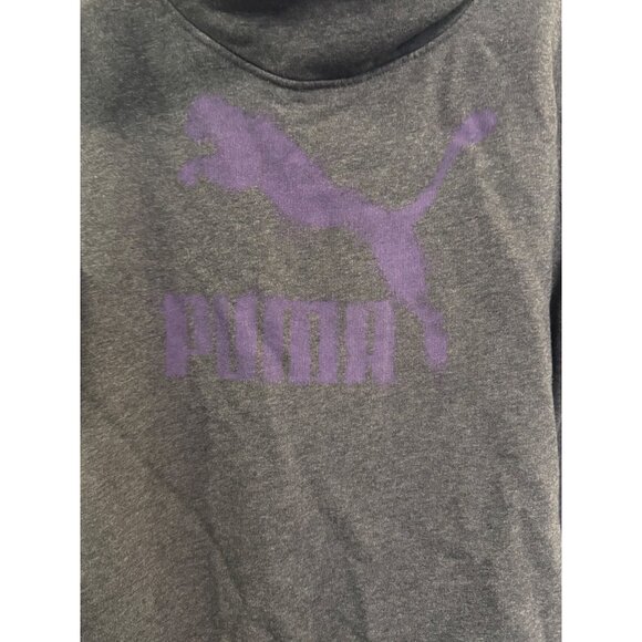 Puma Womens Cowl Neck Sweatshirt Size L Gray Purple Logo - Picture 2 of 6